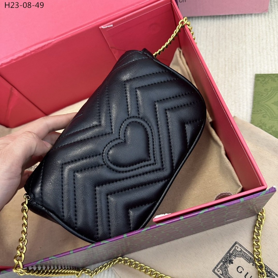 Gvc*1 Gg Marmont Leather S*per Mini Bag Black 17Cm 476433 Dtdct 1000