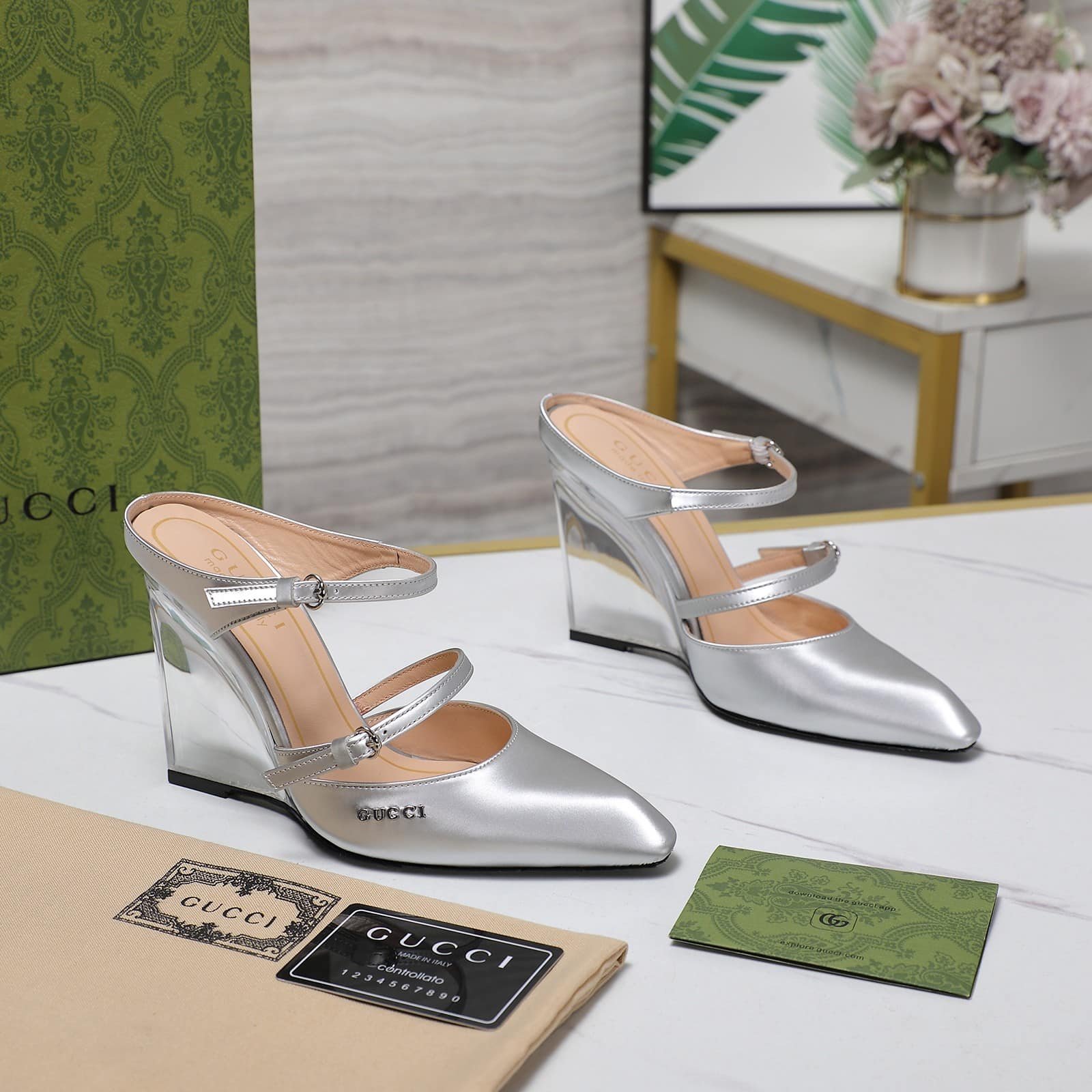 Gvc*1 Women’s Wedge Mule Silver 828030 Aabu5 8106