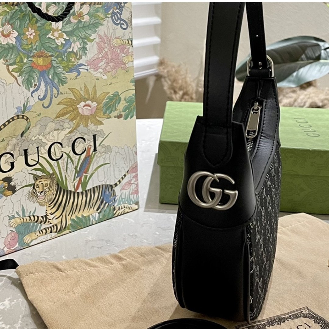 Gvc*1 Ophidia Gg Mini Denim Bag Black And Gray 19Cm 658551 Fac2F 8450