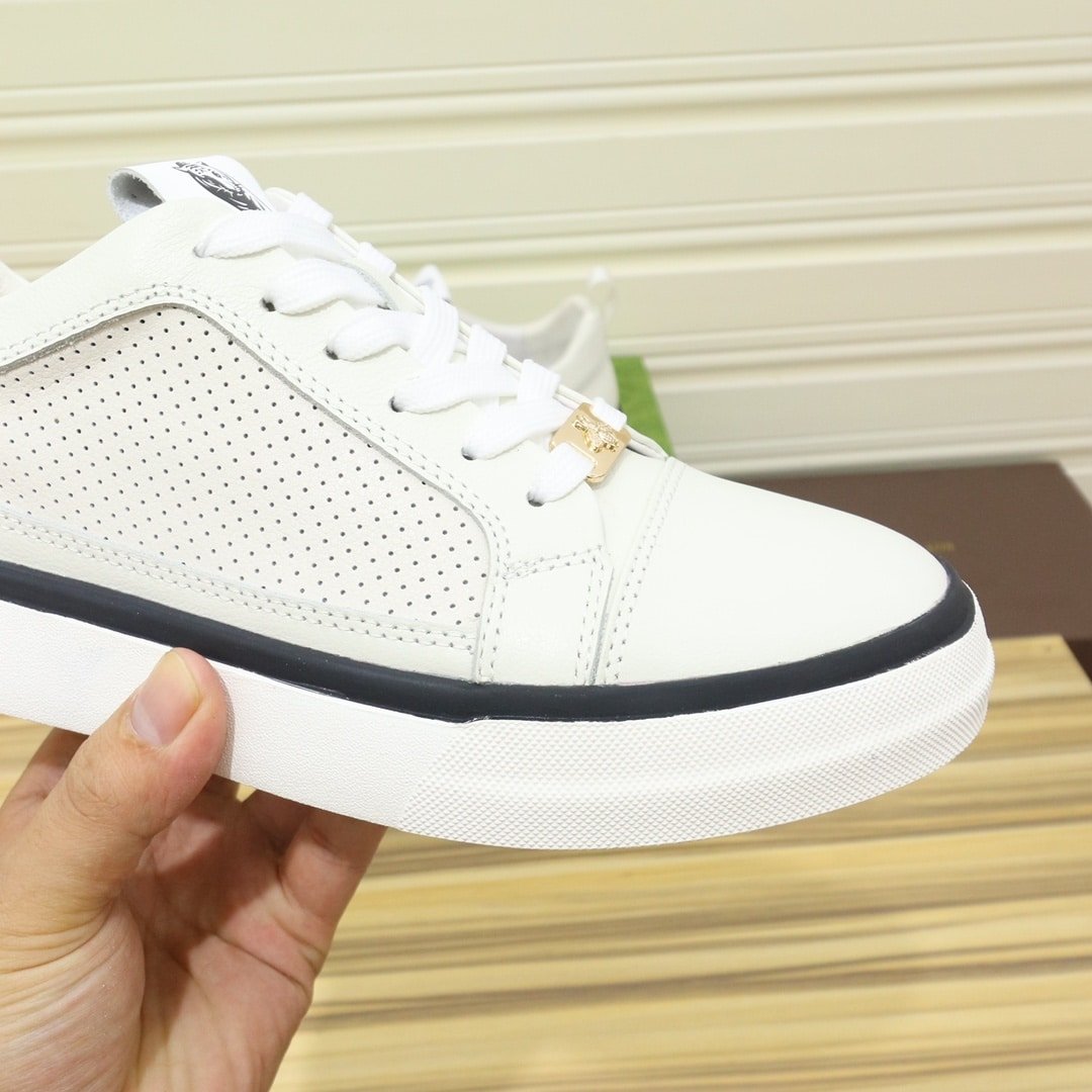 Gvc*1 Men’S Platform Sneaker Leather White With Black Edge