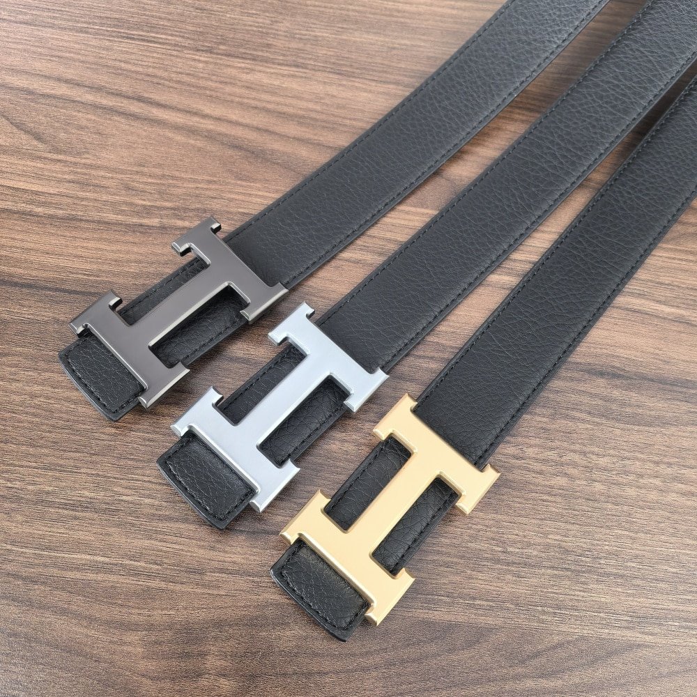 H**me5 H Reversible Leather Belt Black And Silver 25Mm