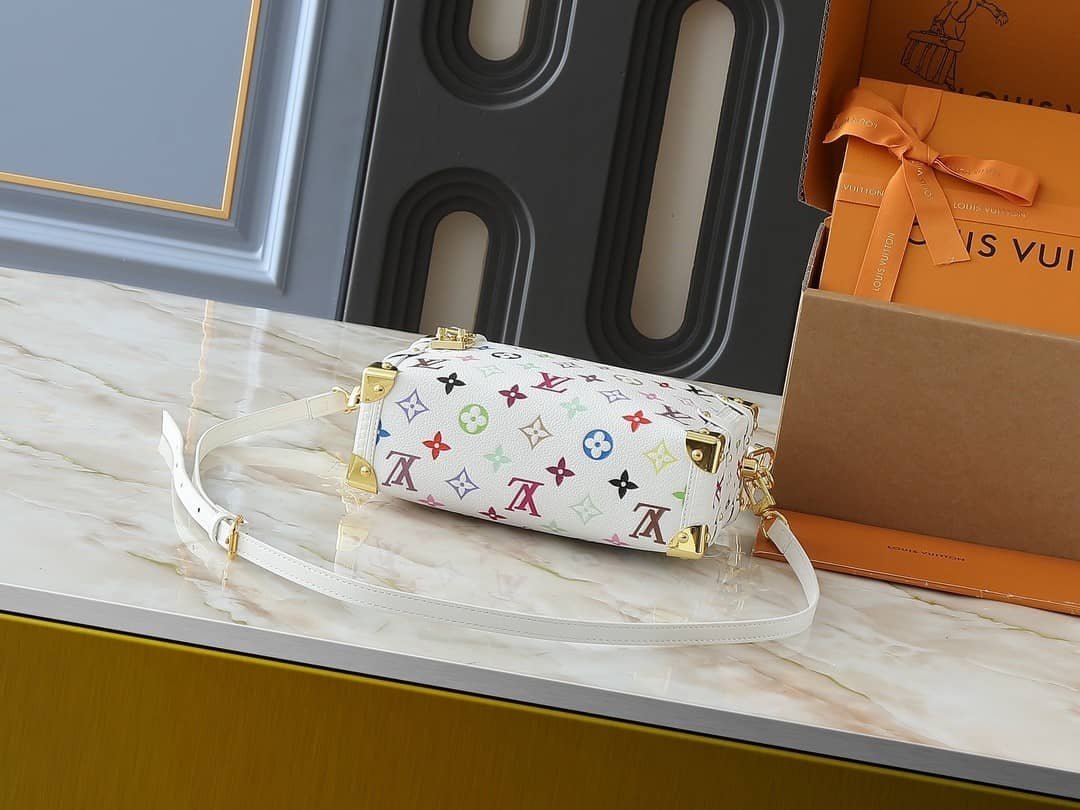 L0vis Vvtt0n X Takashi Murakami Side Trunk MM Bag Multicolore Blanc 23Cm M14046