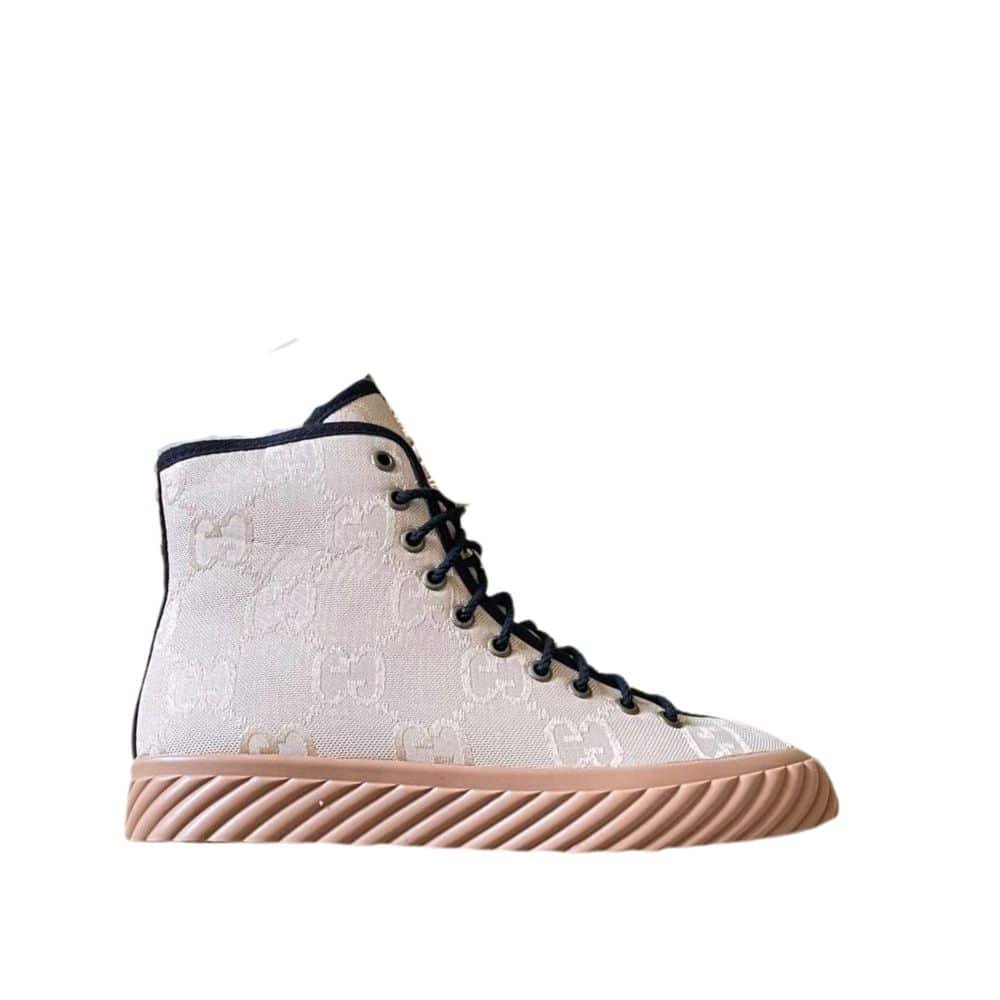 Gvc*1 All Over Gg Logo High Top Sneaker Beige