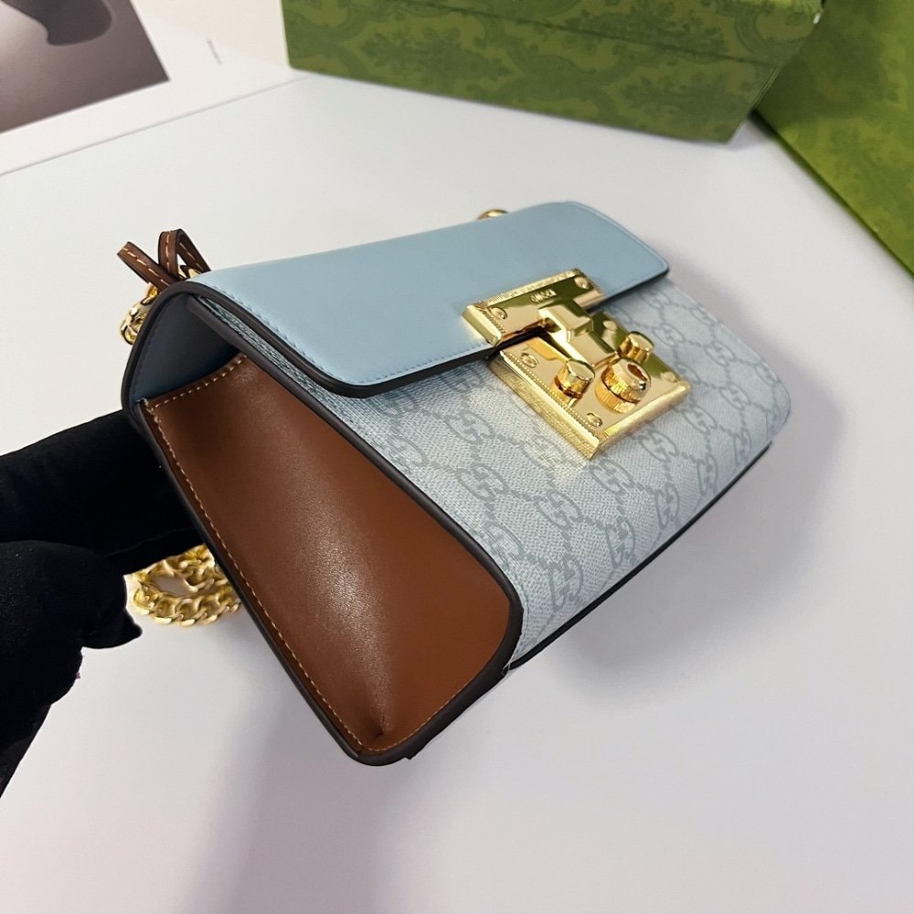 Gvc*1 Padlock Small Shoulder Bag Gg Svp*me Dusty Blue 20Cm 409487 Fad3R 8744