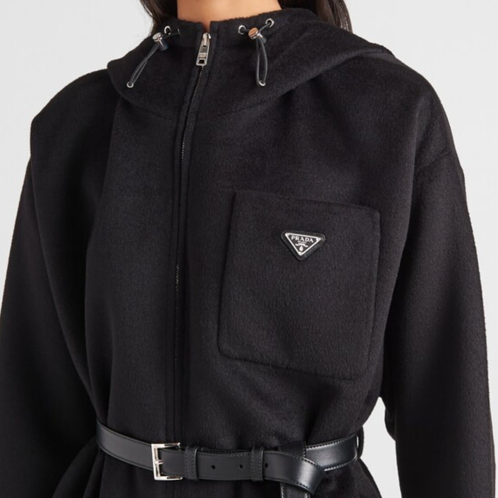Pra*a Cashgora And Nylon Coat Nylon Black