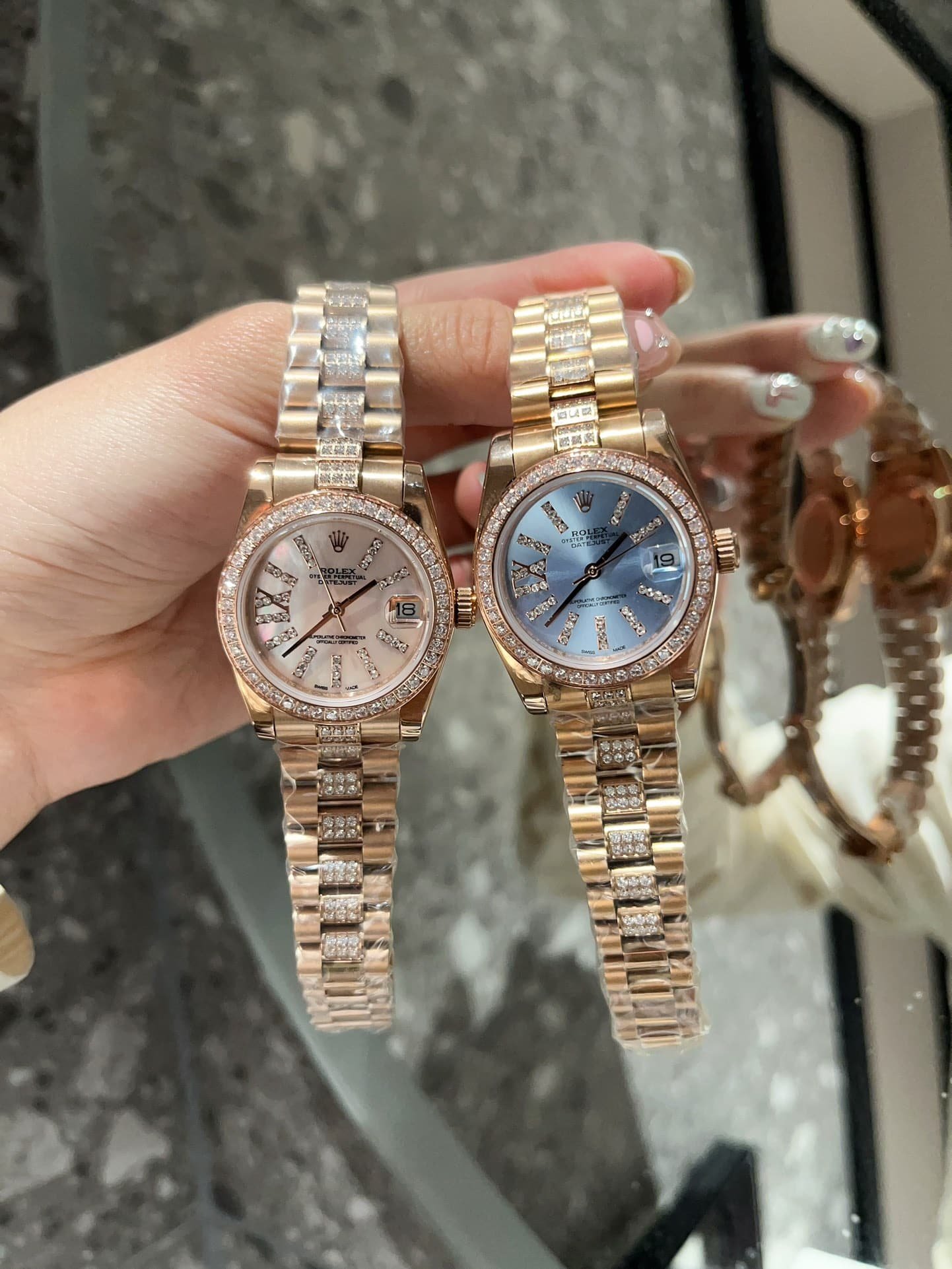 R01ex Datejust D1am0nd In Rose Gold With Blue Dial 31Mm