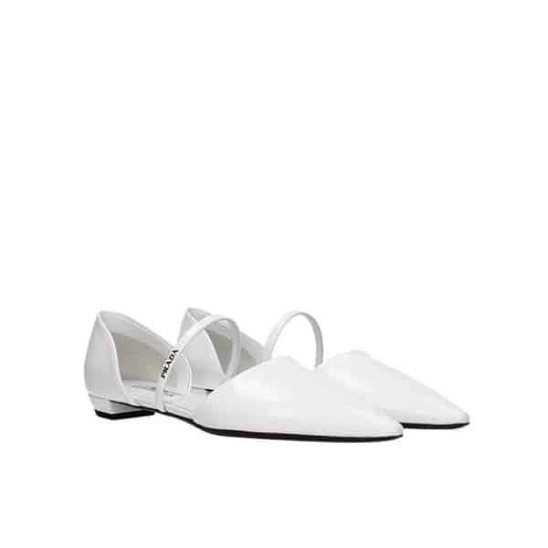 Pra*a Leather Ballet Flats White