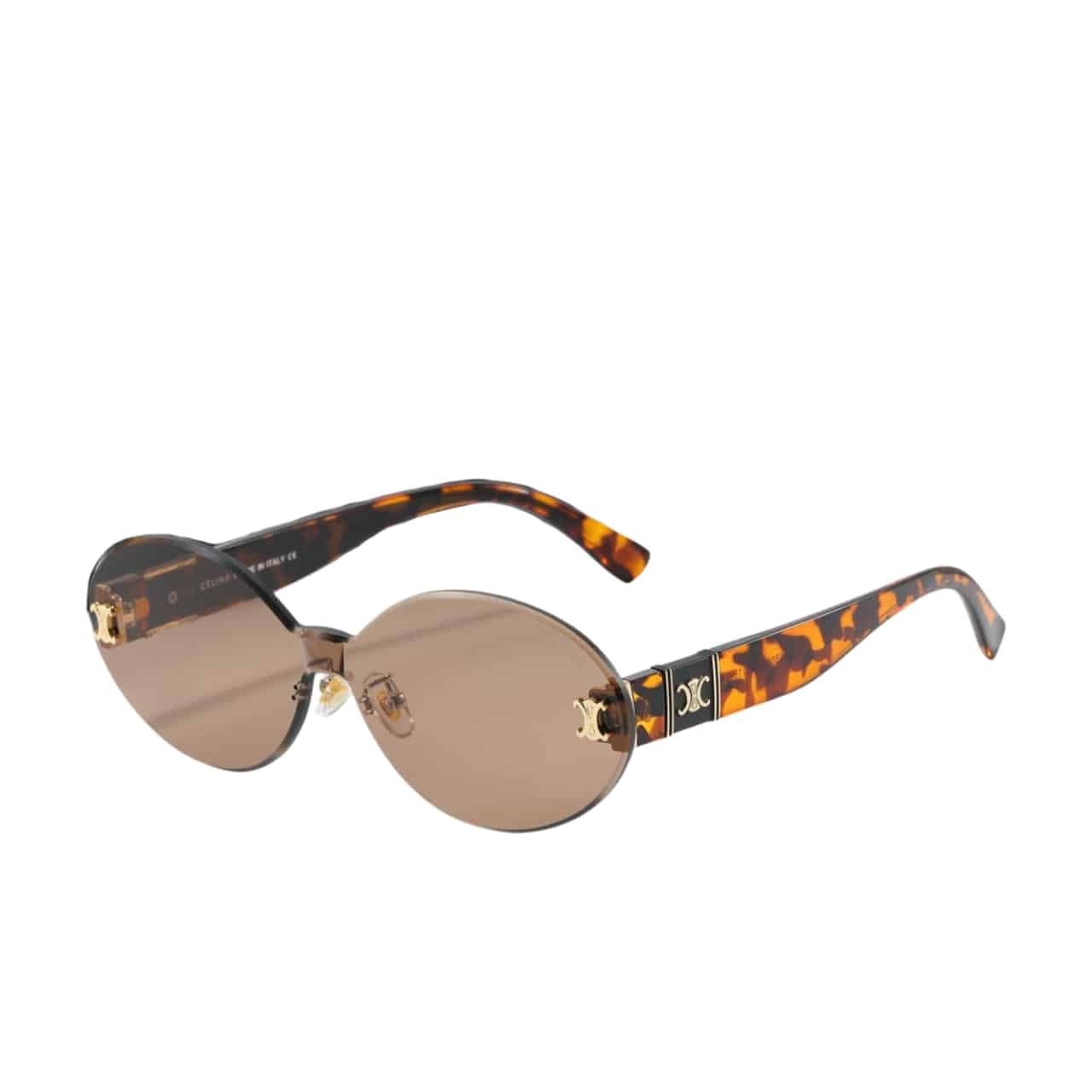 Ce1i*e Tortoise Luxe Oval Rimless Sunglasses Leopard