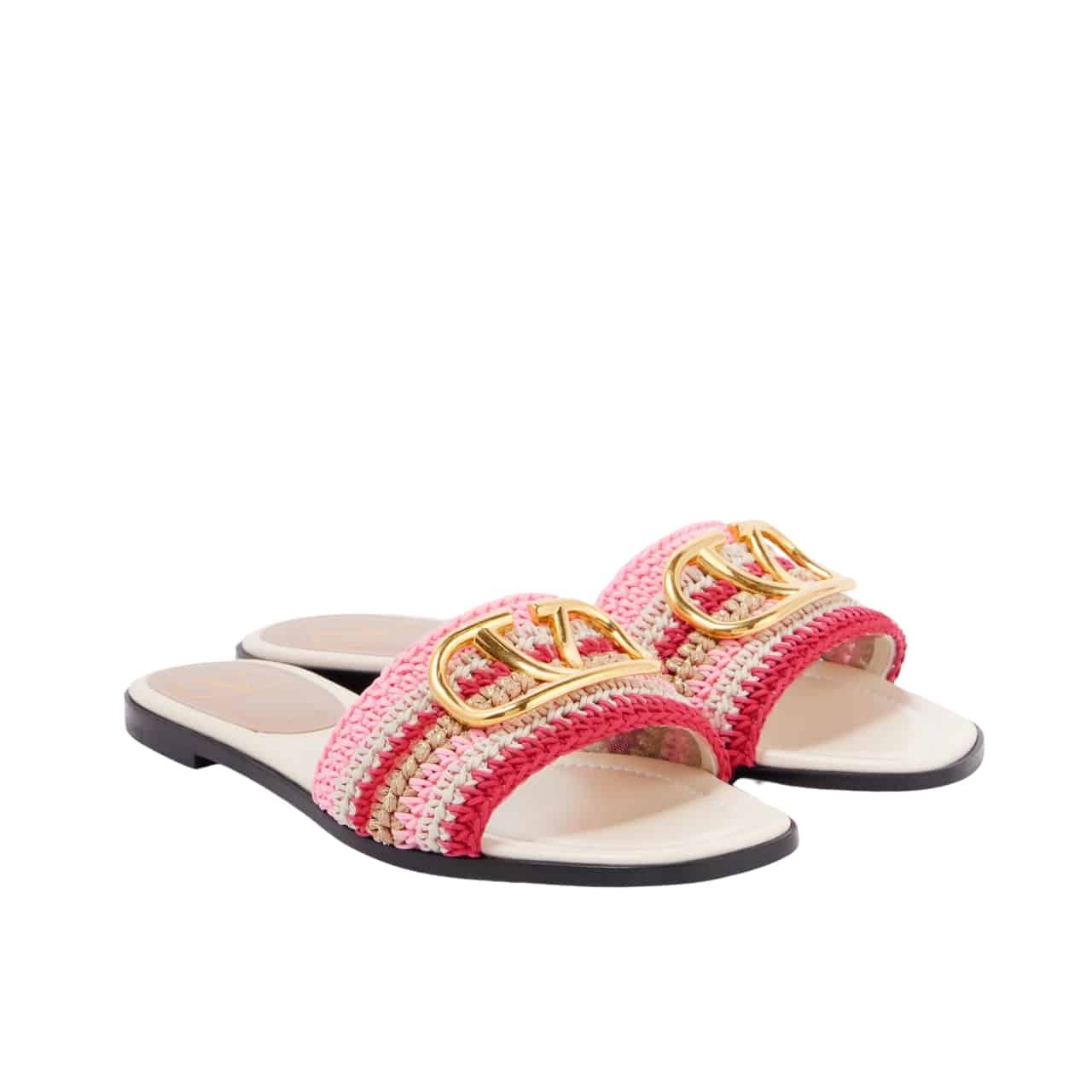 Va1e*ntin0 Vlogo Signature Slide Sandal Pink