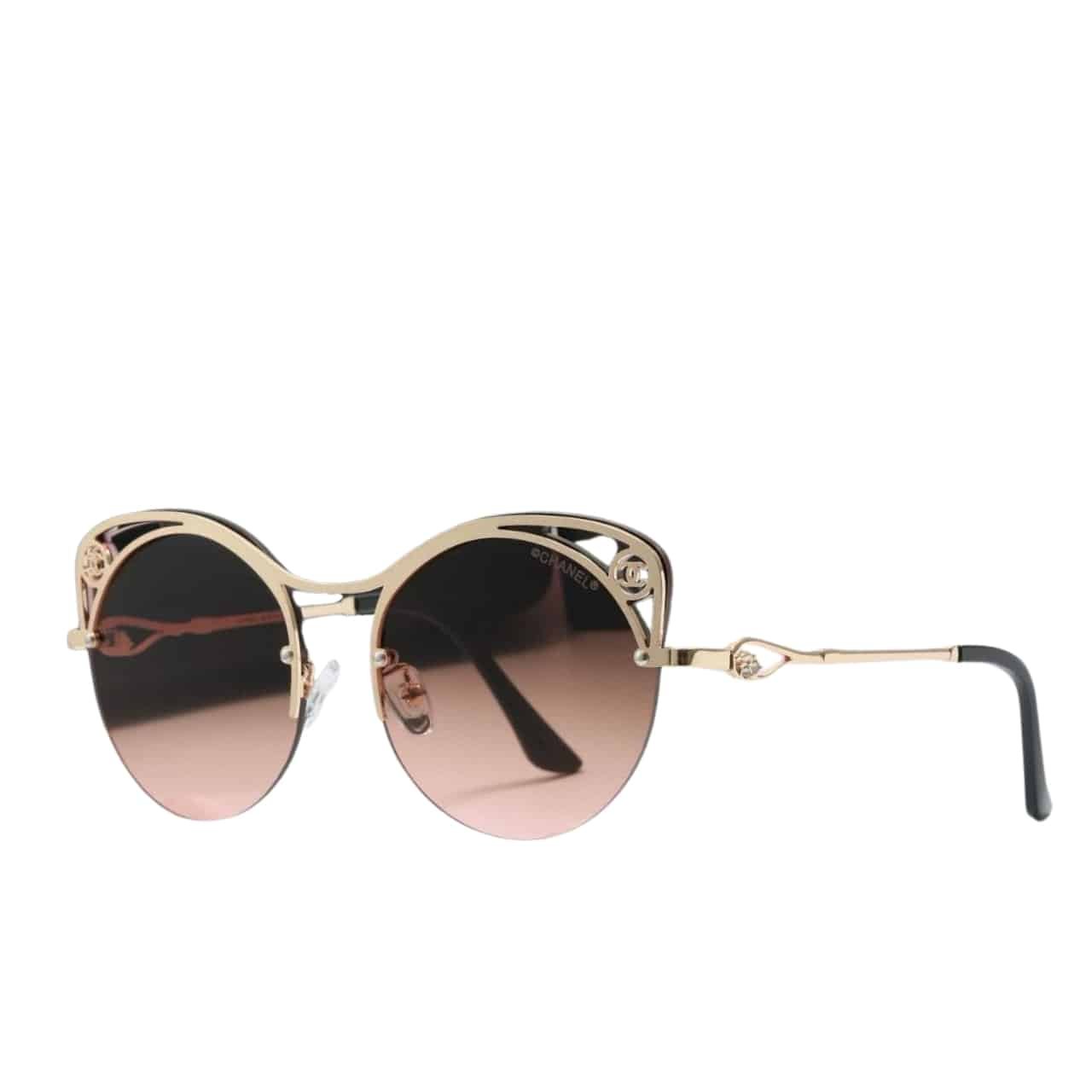 Ch**el Cutout Round Sunglasses Brown