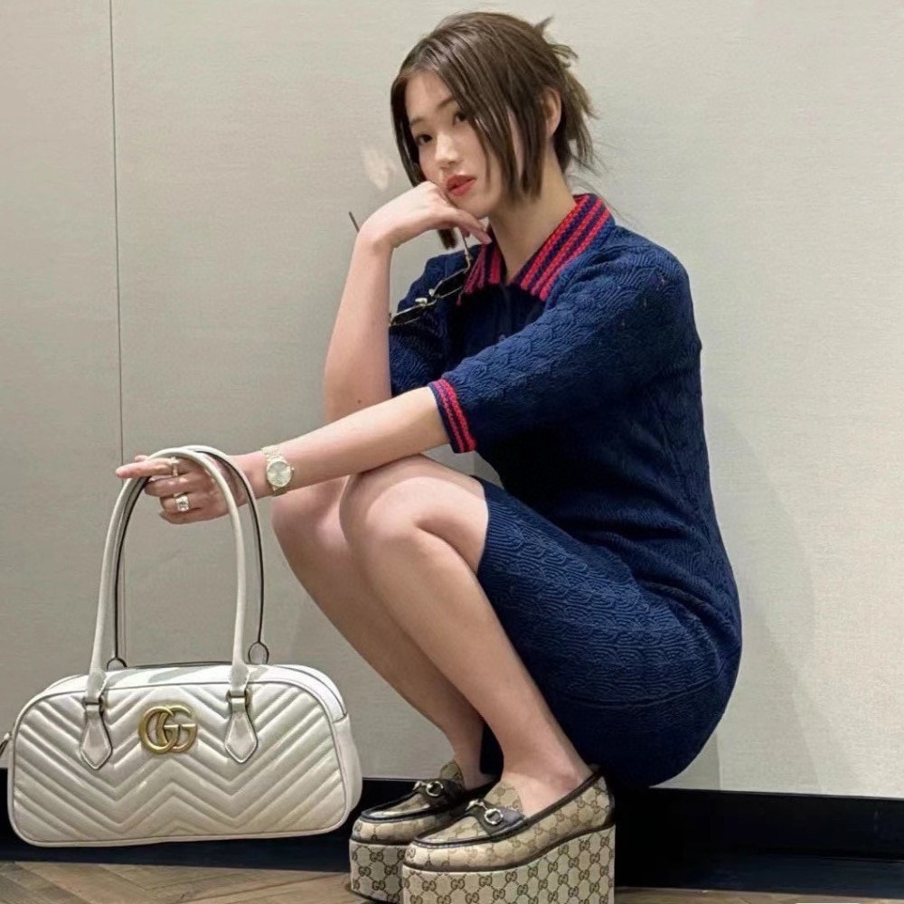 Gvc*1 Marmont Small Top Handle Bag White 25Cm