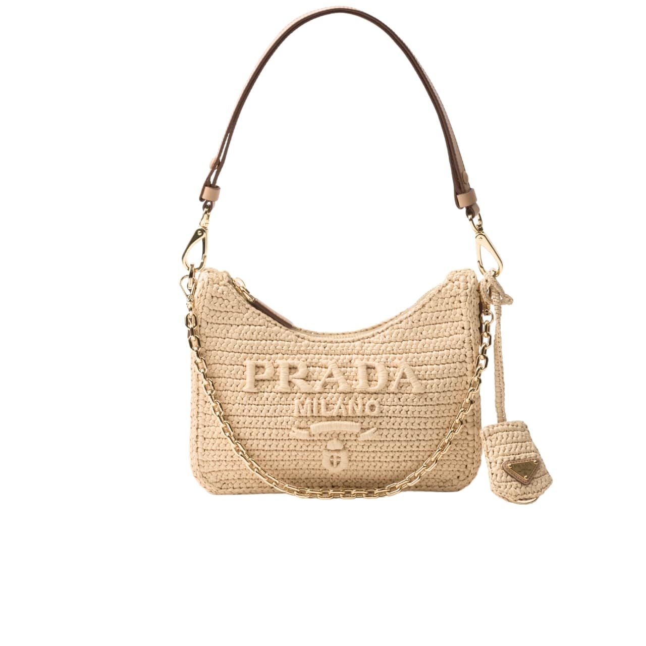 Pra*a Re Edition Crochet Bag Natural 22Cm 1Bc204 2M2T F0018 V Juo