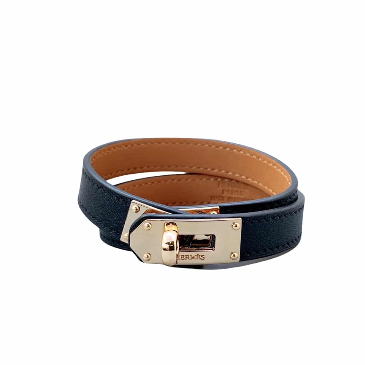 H**me5 Kelly Double Tour Bracelet Leather Black H068438Cd89T1