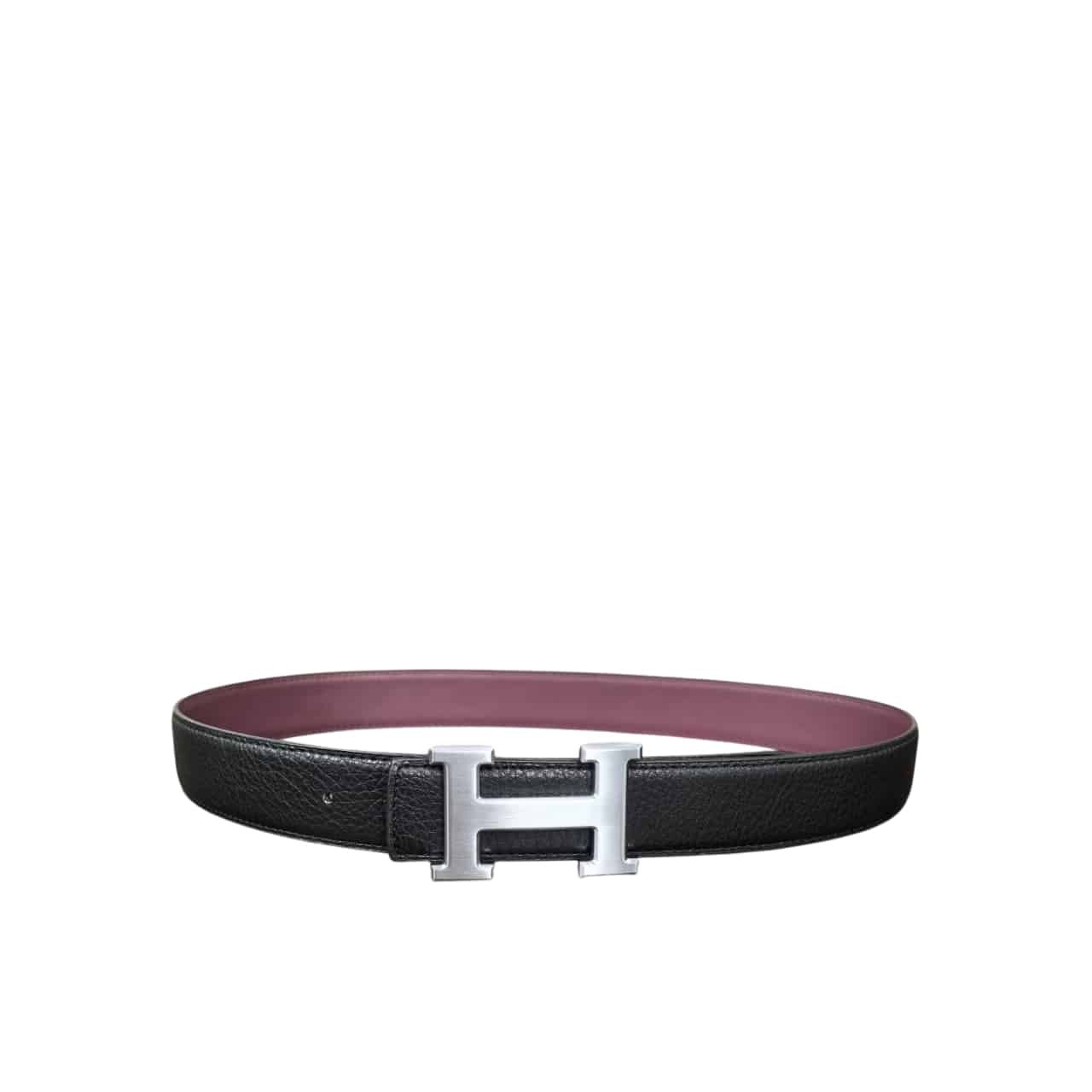 H**me5 H Reversible Leather Belt Black And Silver 25Mm