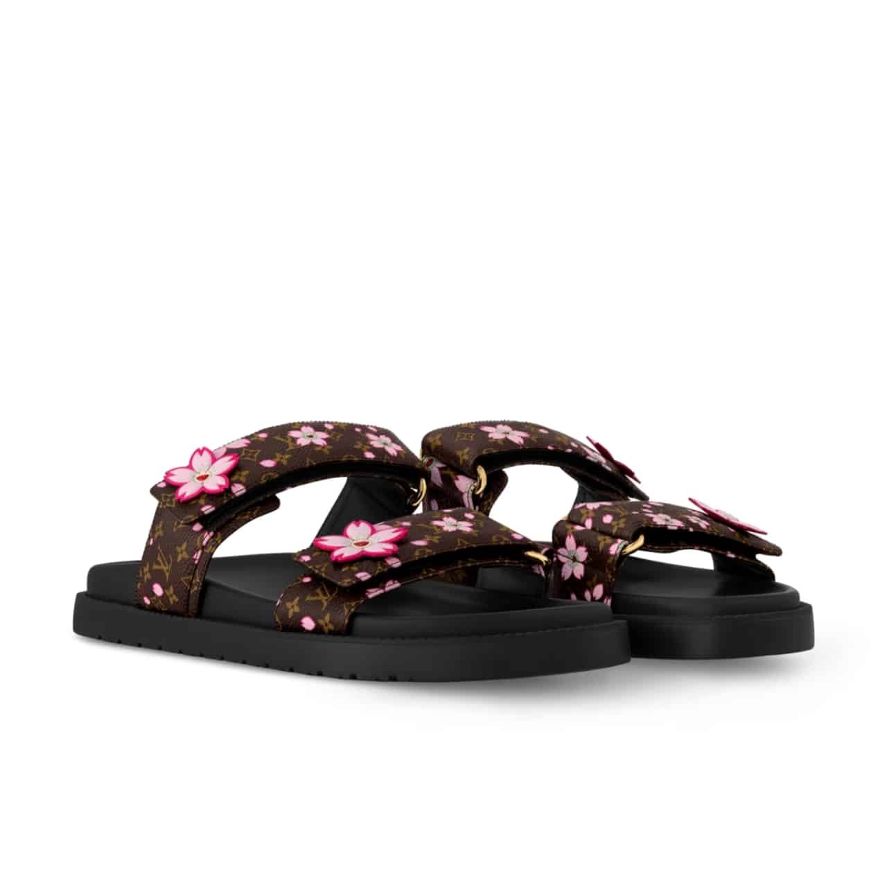 L0vis Vvtt0n X Murakami Lv Sunset Flat Comfort Mule Sakura Brown 1Agvyy