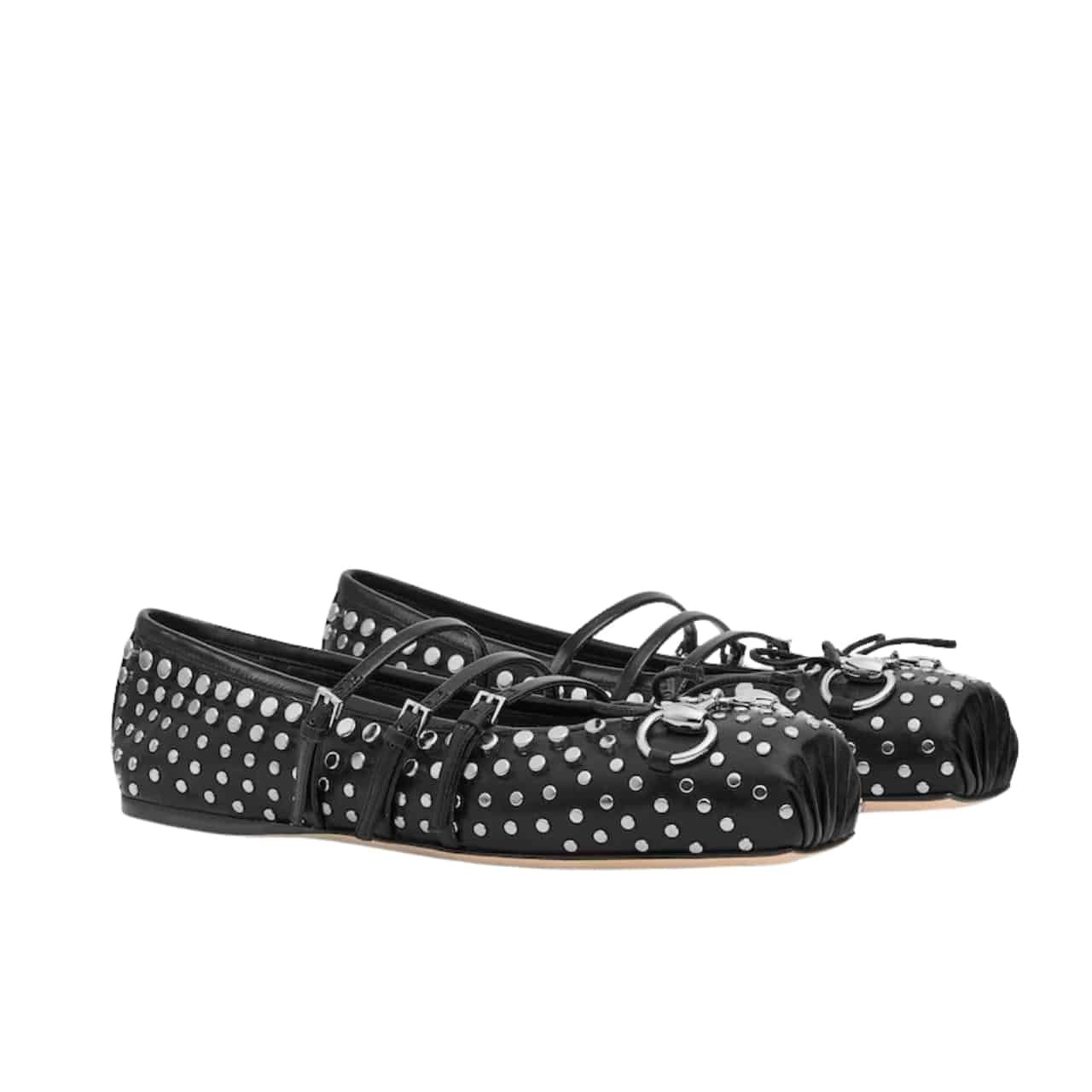 Gvc*1 Women’s Horsebit Ballet Flat Allover Studs Black 814317 Aaeev 1050