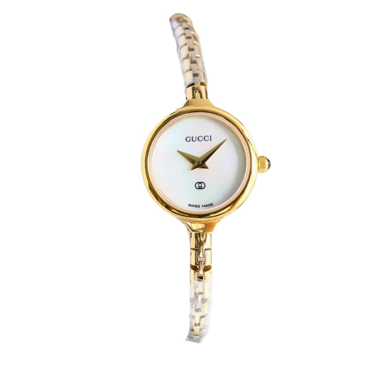 Gvc*1 Ladies Watch Round Case With Slim Dial Gold In White 22Mm