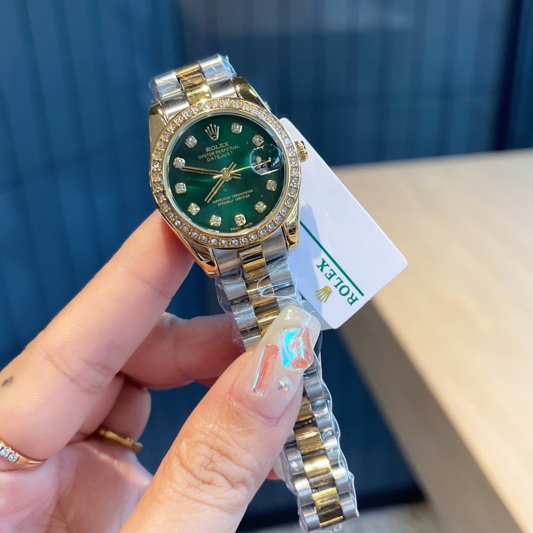 R01ex Datejust D1am0nd Dial Silver And Gold In Green 28Mm