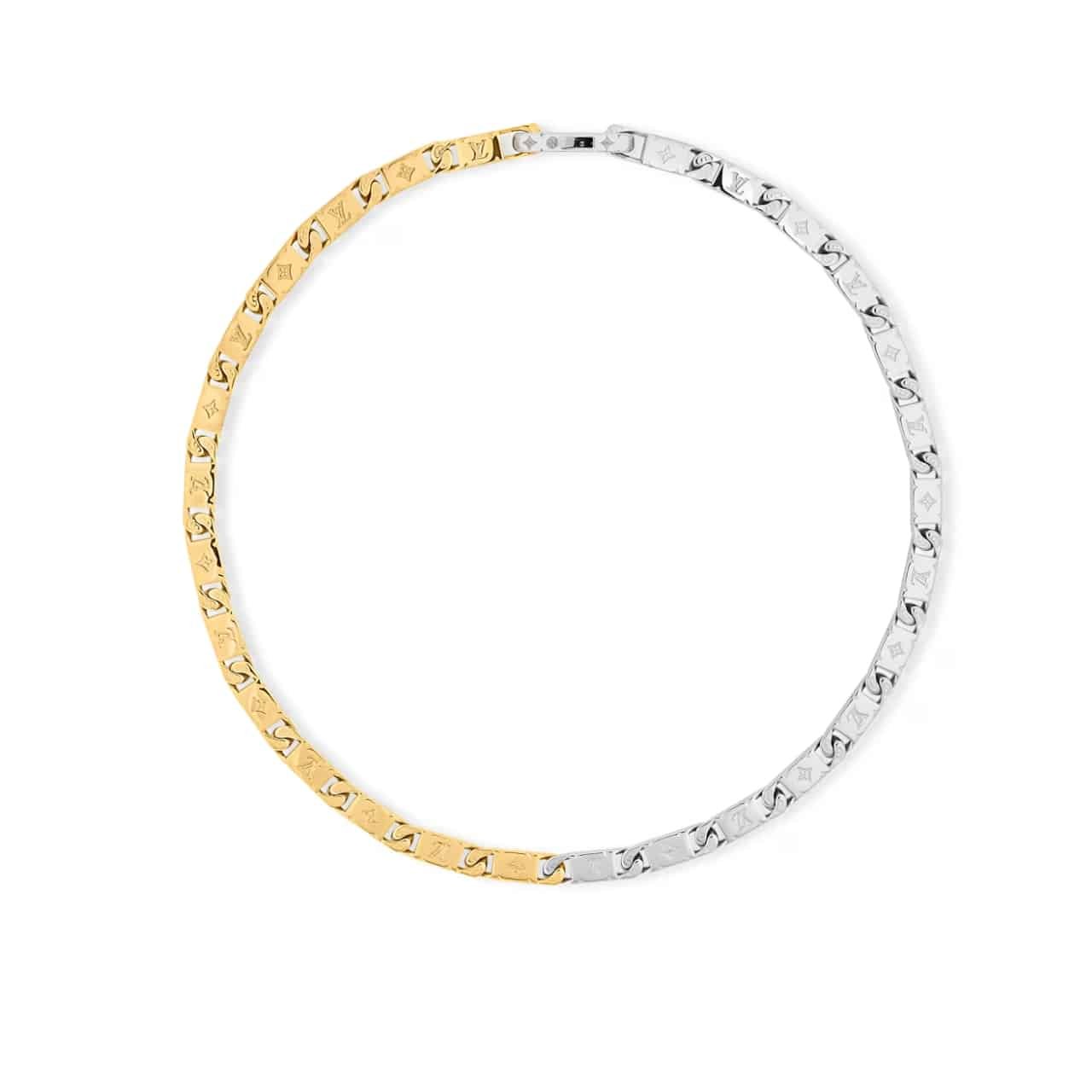 L0vis Vvtt0n Monogram Tied Up Necklace Gold And Silver M02229