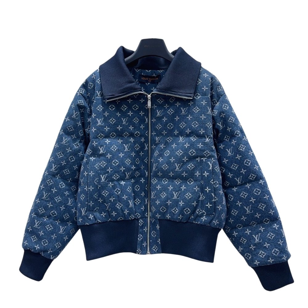 L0vis Vvtt0n Monogram Blue Denim Bomber Jacket