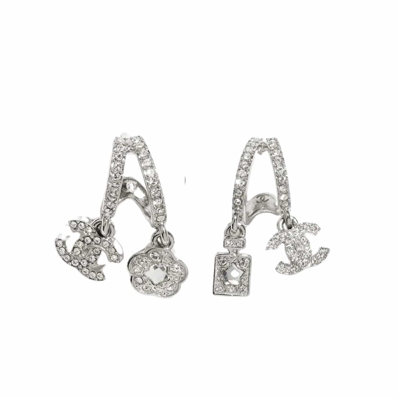 Ch**el Pendant Earrings Crystal Silver Abf199 B19948 Nafvp