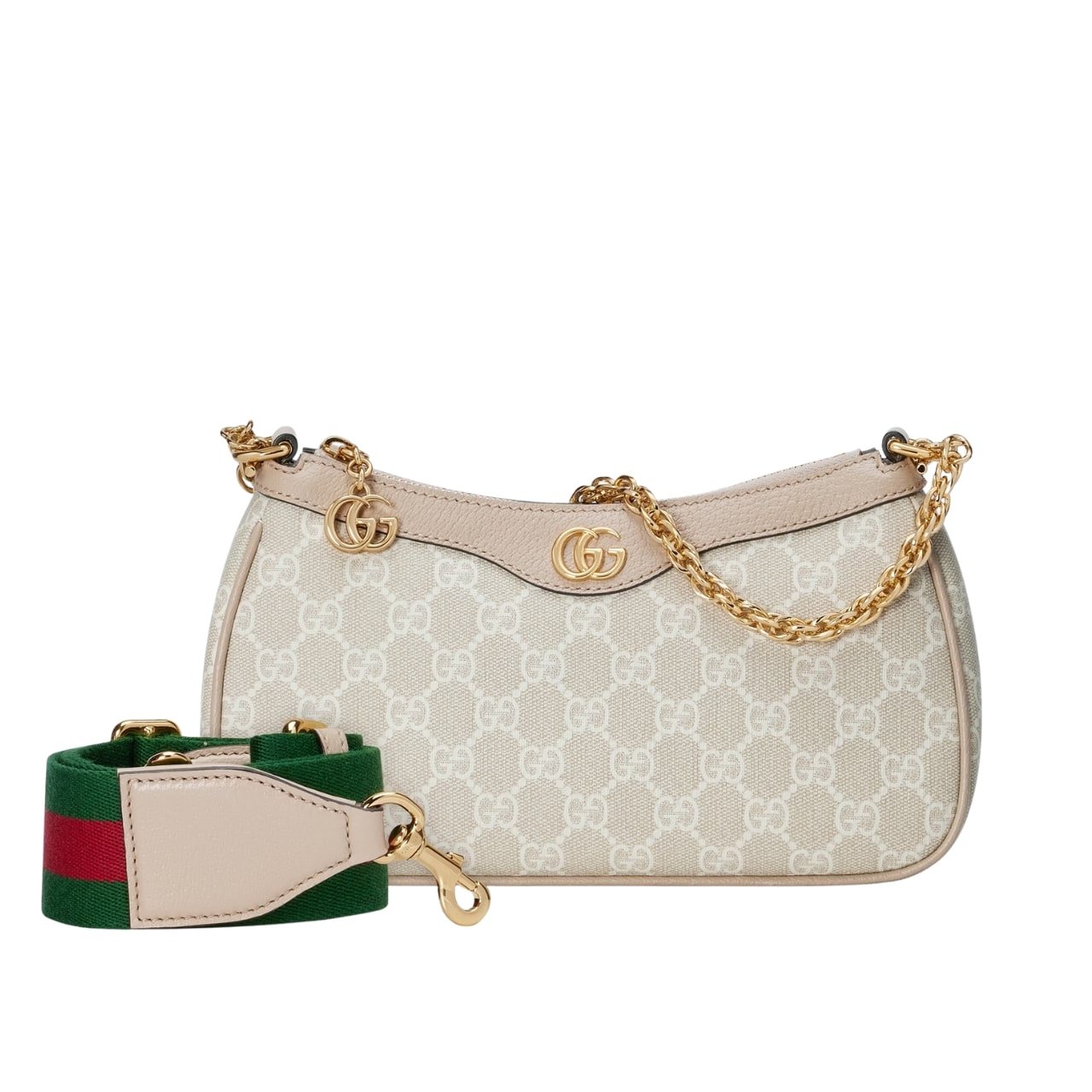 Gvc*1 Ophidia Small Shoulder Bag Beige And White 25Cm 735132 Uulag 9682