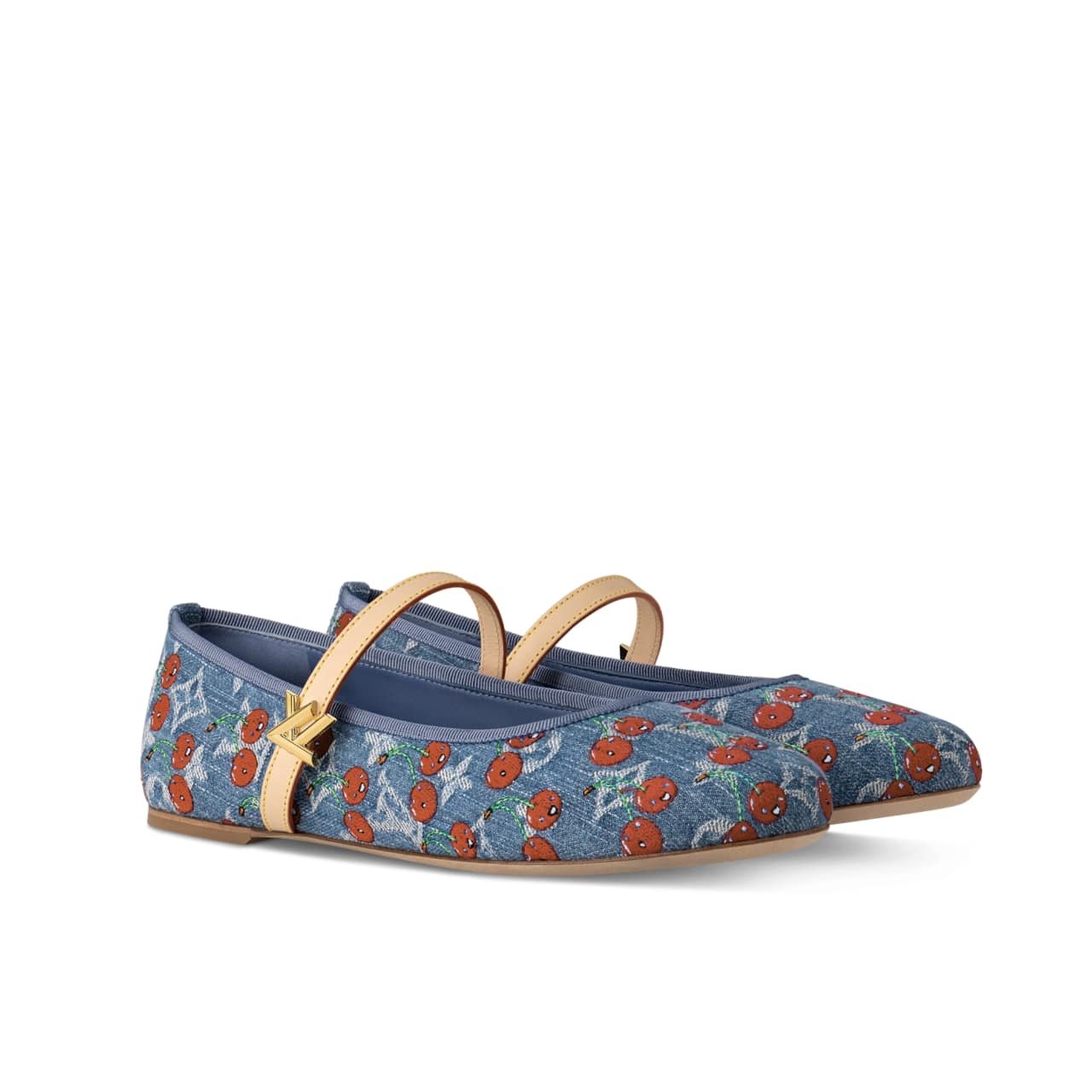 L0vis Vvtt0n X Takashi Murakami Romy Flat Ballerina Monogram Cherry Denim 1Ahkov