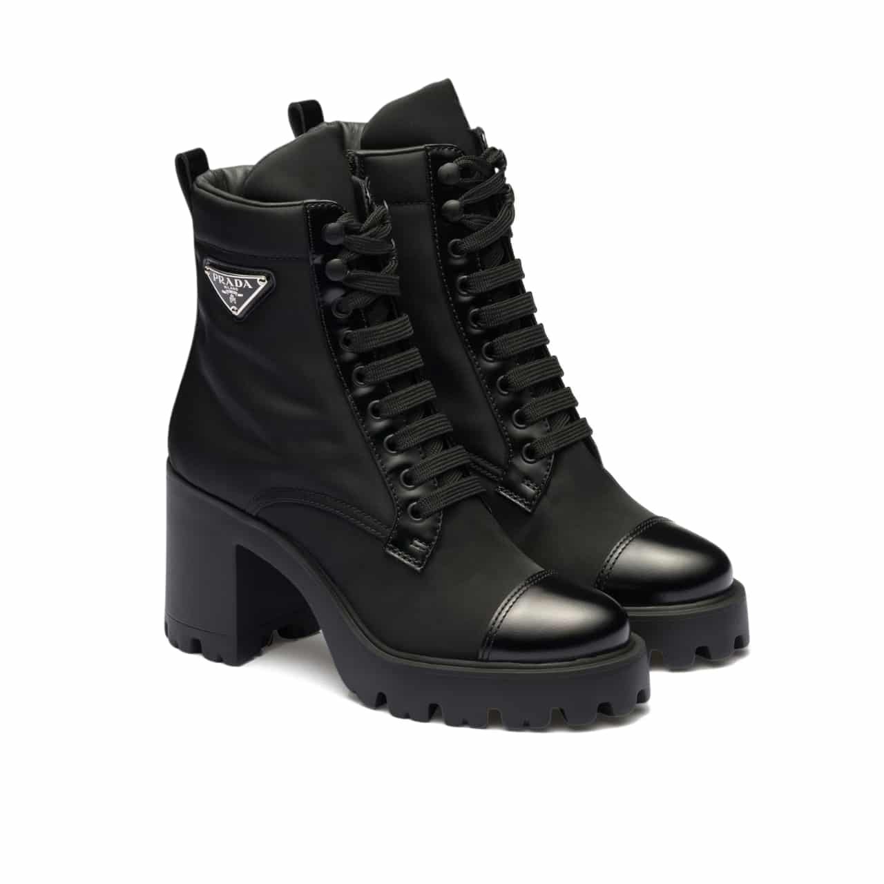 Pra*a Re Nylon And Leather Booties Black 1T239N 3Lfu F0002 F 085