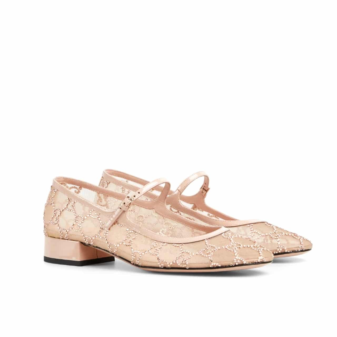 Gvc*1 Women Gg Crystal Ballet Flat Light Pink Mesh 836809 Faeq0 9941