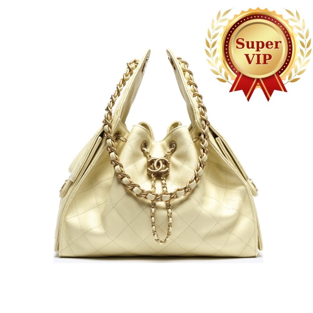 [S*per Vip 1:1] Ch**el 25 Small Handbag Grained And Gold Tone Metal Light Yellow 26Cm AS5293 B20304 NAGEQ