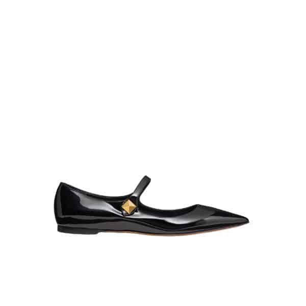 Va1e*ntin0 Garavani Tiptoe Patent Leather Ballet Flats Black 2W2S0Gc3Eru0No