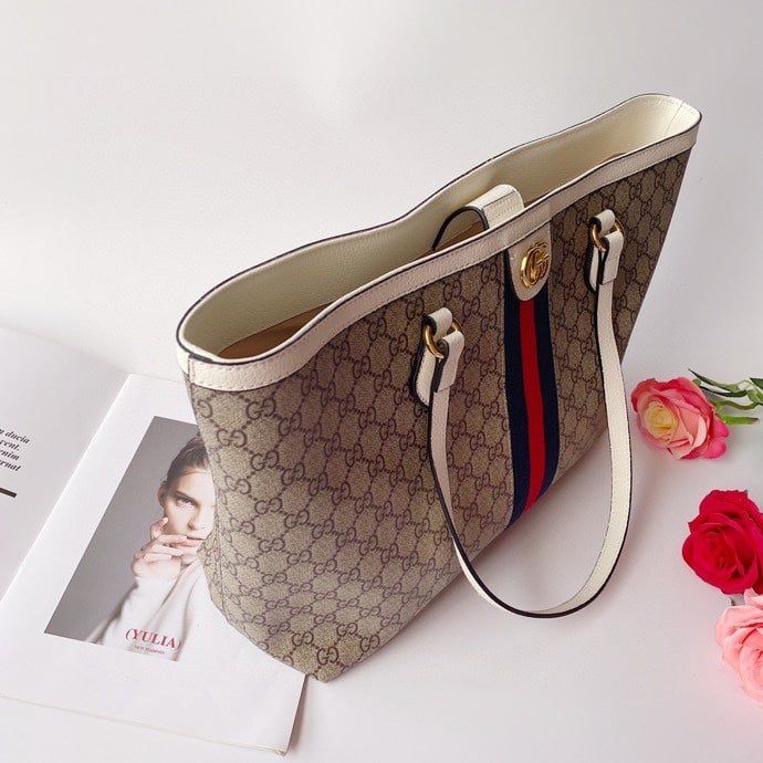 Gvc*1 Ophidia Medium Gg Tote Bag Beige Ebony 38Cm 631685 96Iwb 9794