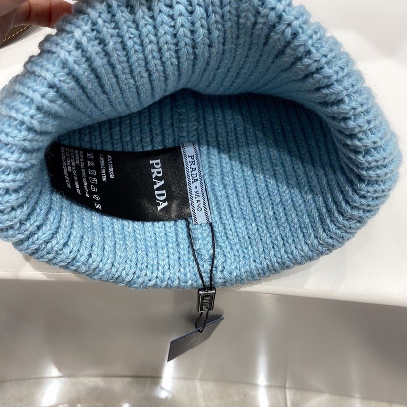 Pra*a Wool And Cashmere Beanie Sliver Blue Umd489 3Im F0Svf S 211