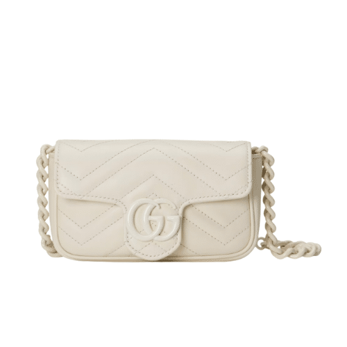 Gvc*1 Women’S Natural Gg Marmont Leather Bag White 16.5Cm 699757 Um8Kv 9022