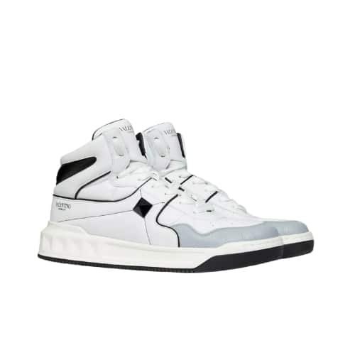 Va1e*ntin0 One Stud Mid-Top Calfskin Sneaker White Ys0E63Nwn 0N2