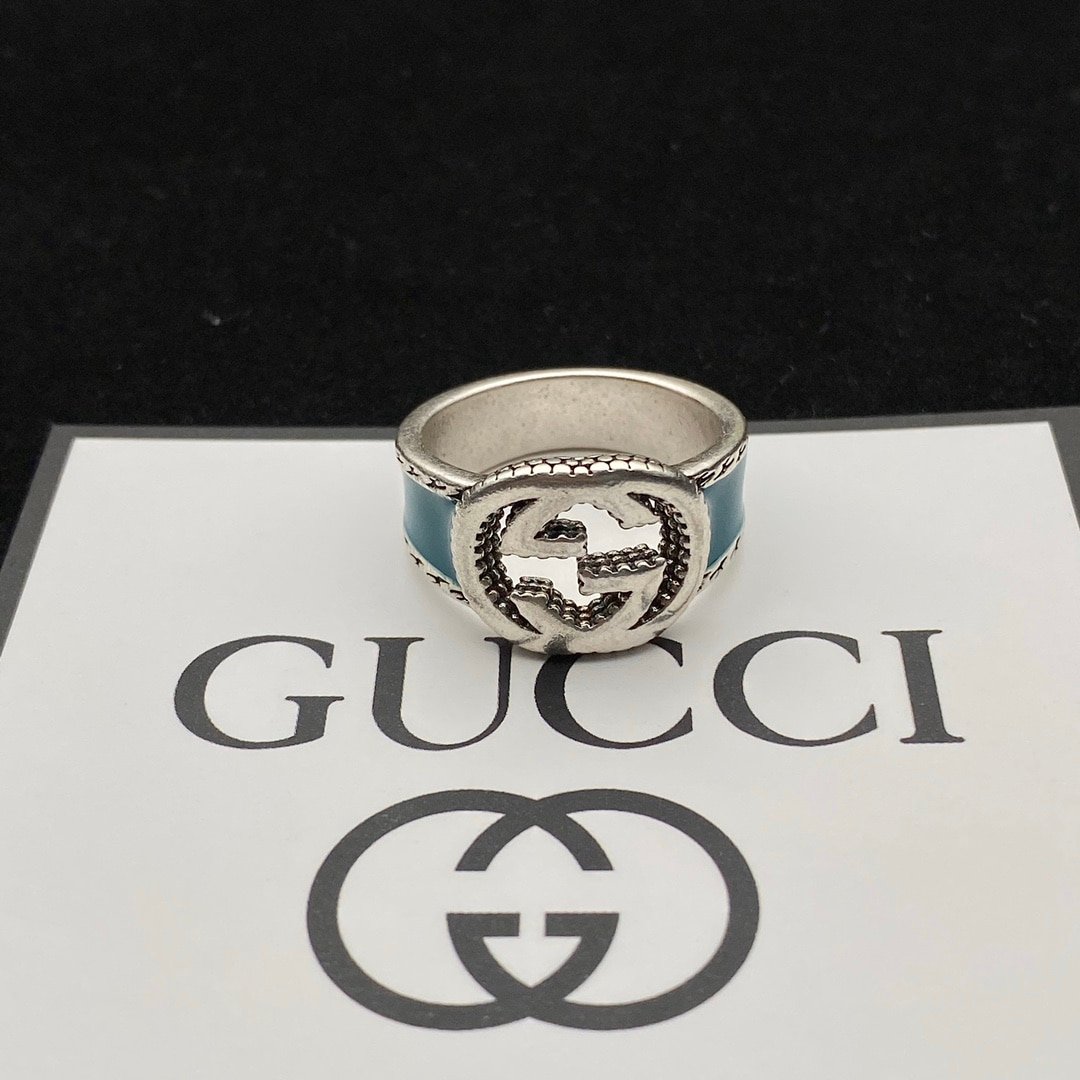 Gvc*1 Gg Interlocking Silver Ring Ybc645572001