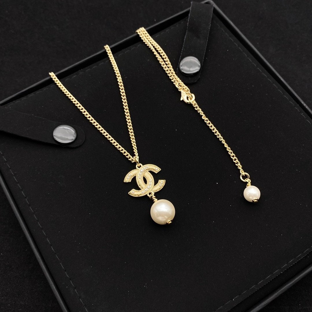Ch**el Cc Pearl Gold Necklace
