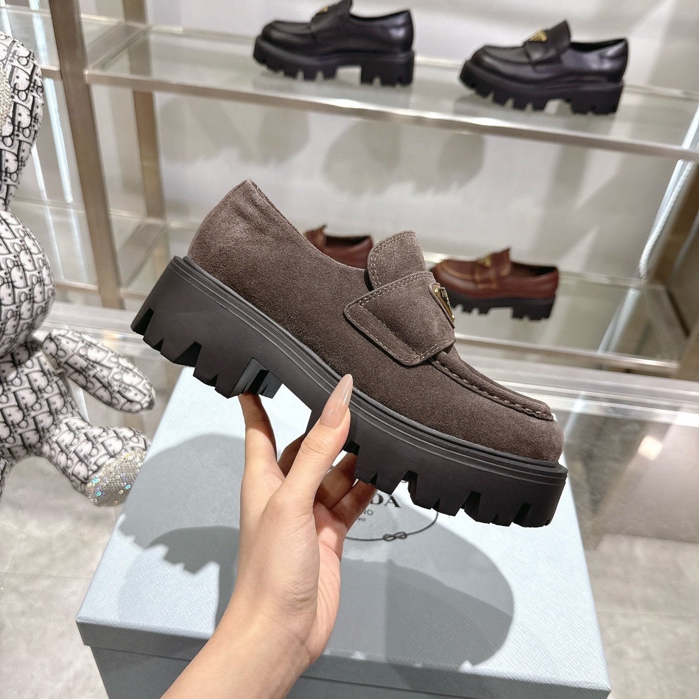 Pra*a Chocolate Suede Loafers Dark Brown 1D246M Mg0 F0003 F G050