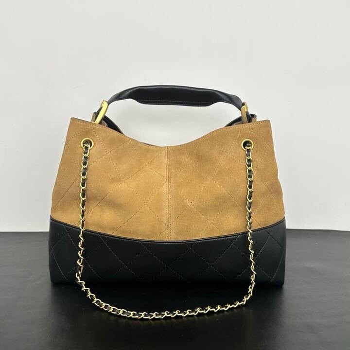 [S*per Vip 1:1] Ch**el Shopping Bag Gold Tone Metal Beige And Black 36Cm AS5657 B20827 U1536