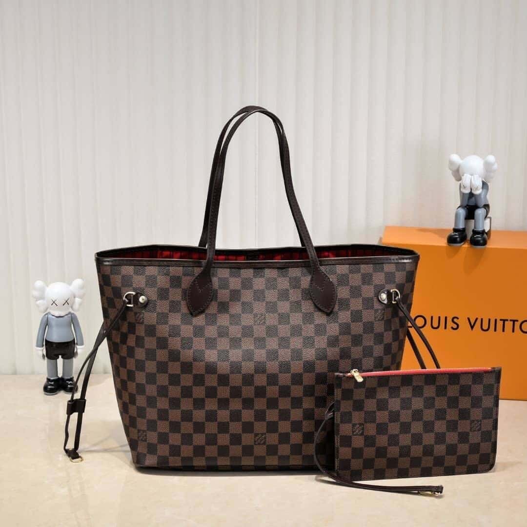 L0vis Vvtt0n Neverfull MM Damier Ebene Cerise Red And Brown 32Cm N40599