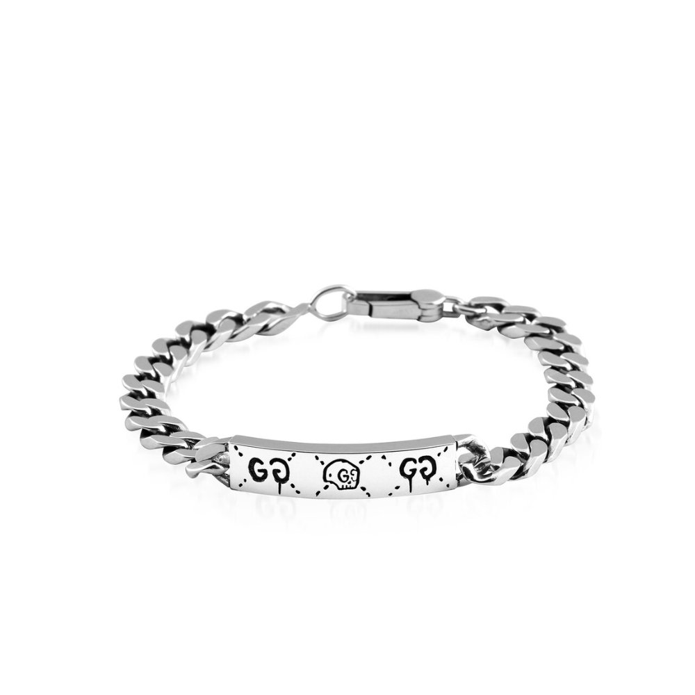Gvc*1 Ghost Engraved Sterling Silver Id Bracelet Yba455321001