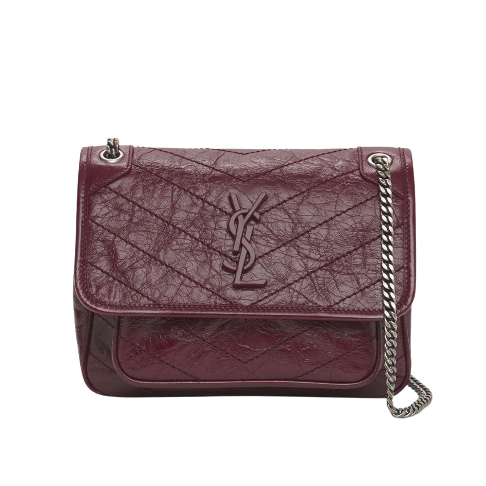 Sa1nt Lau*nt Niki Shoulder Bag In Burgandy 28Cm